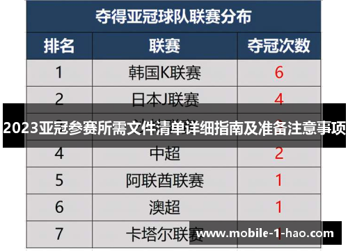 2023亚冠参赛所需文件清单详细指南及准备注意事项