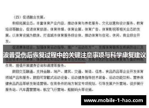 波普受伤后恢复过程中的关键注意事项与科学康复建议